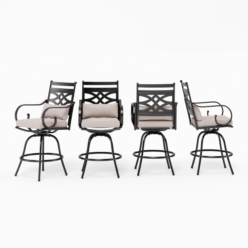 Alyne Powder Coated Steel Outdoor 27.5'' Bar Stool with Cushion