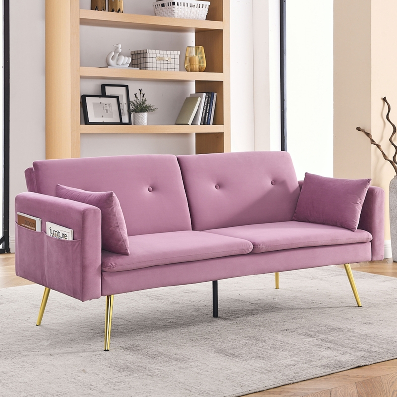 Amaani Twin 72.5'' Velvet Tufted Convertible Sofa