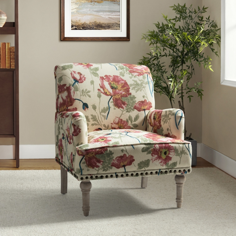 Antoan 28.7"W Floral-Print Upholstered Armchair