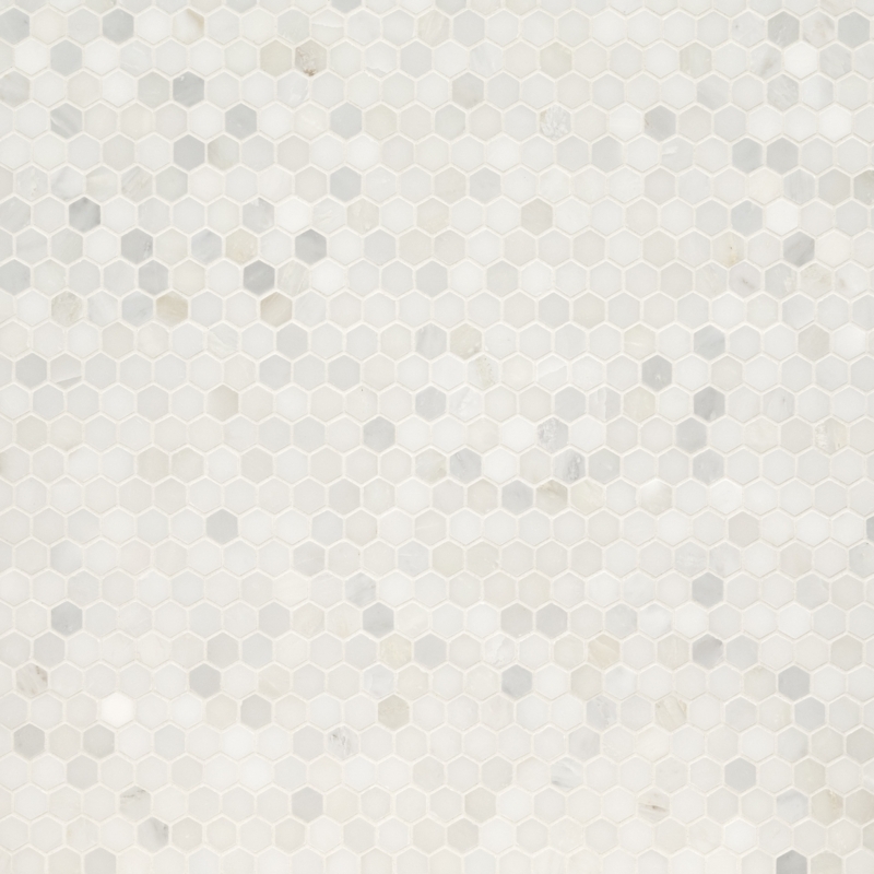 Arabescato Carrara 11 in. x 12 in. Marble Honeycomb Mosaic Wall and Floor Tile