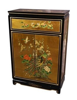 Asian Leaf Shoe Storage Cabinet