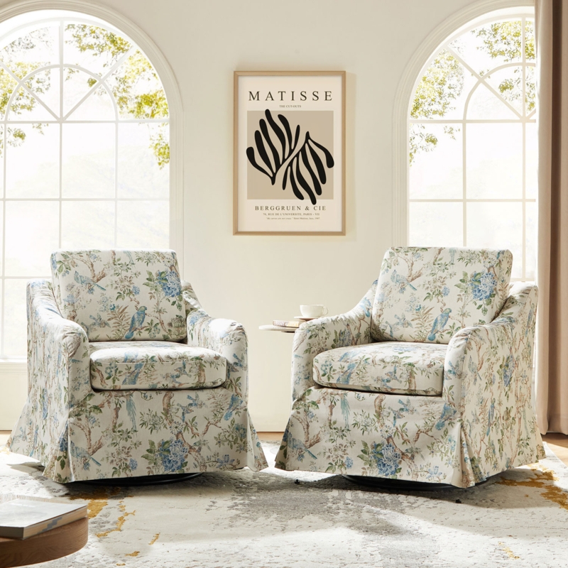Asman Slipcovered Swivel Armchair