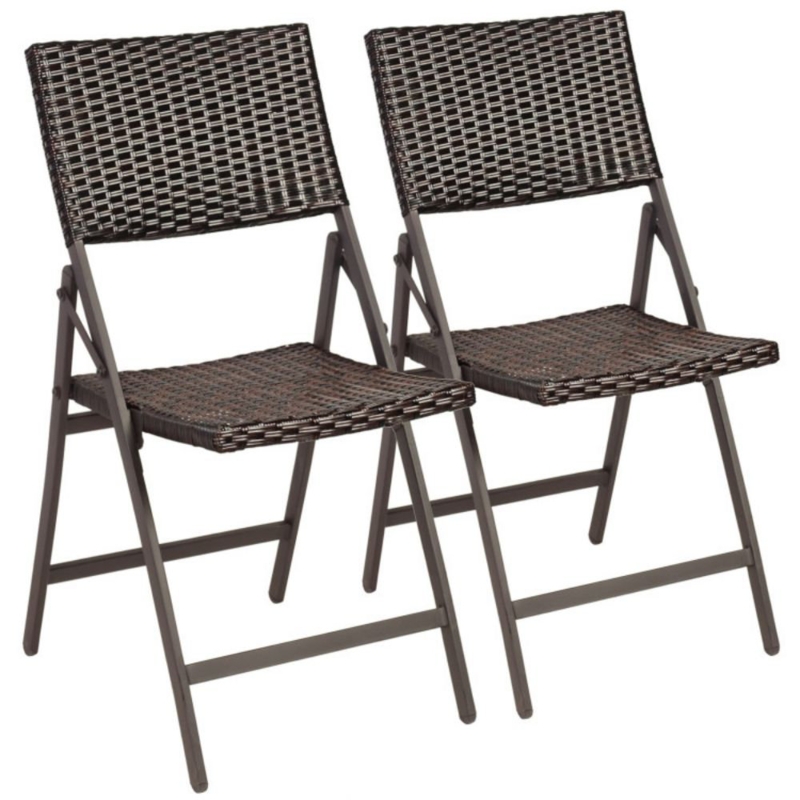 Aziyah Wicker/Rattan Patio Folding Chair Folding Chair Set