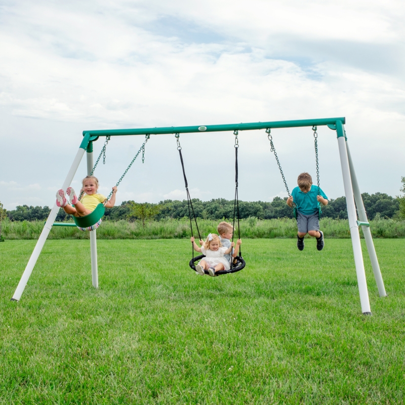 Backyard Discovery Little Brutus Heavy-Duty Metal A-Frame Swing Set