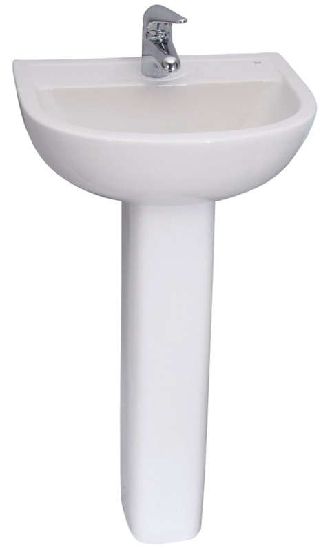 Barclay 32.375'' Tall White Vitreous China Circular Pedestal Bathroom Sink with Overflow