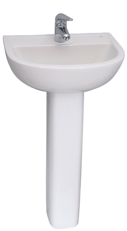 Barclay 32.375'' Tall White Vitreous China Circular Pedestal Bathroom Sink with Overflow