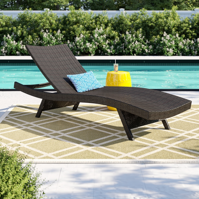 Billur Outdoor Wicker Chaise Lounge