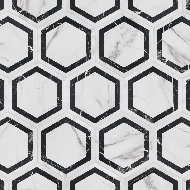 BioTech 11" x 13" Porcelain Marble Look Wall & Floor Tile