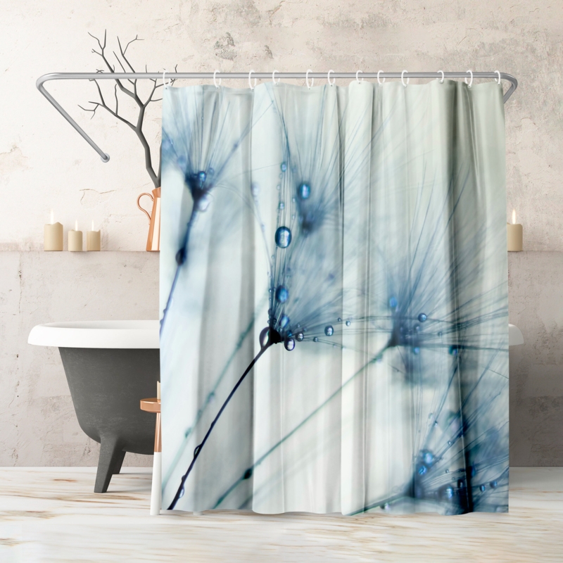 Botanical Shower Curtain Moody Blue by Ingrid Beddoes