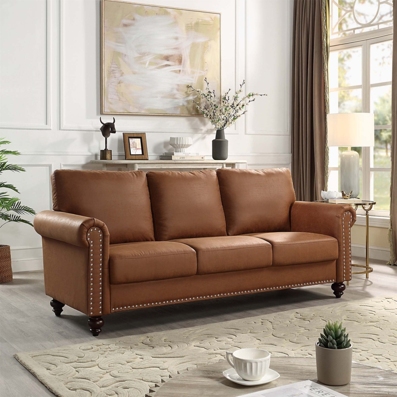 Brehea 80.31'' Faux Leather Sofa
