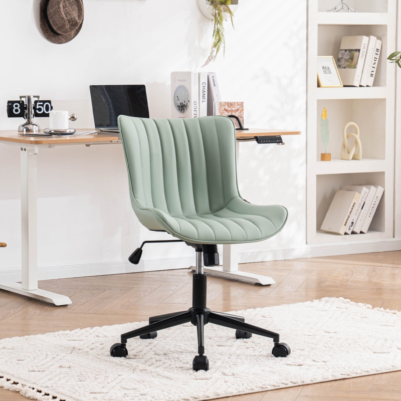 Brionni Leather Upholstered Home Office Desk Chair Swivel Task Chair Height Adjust Conference Chair