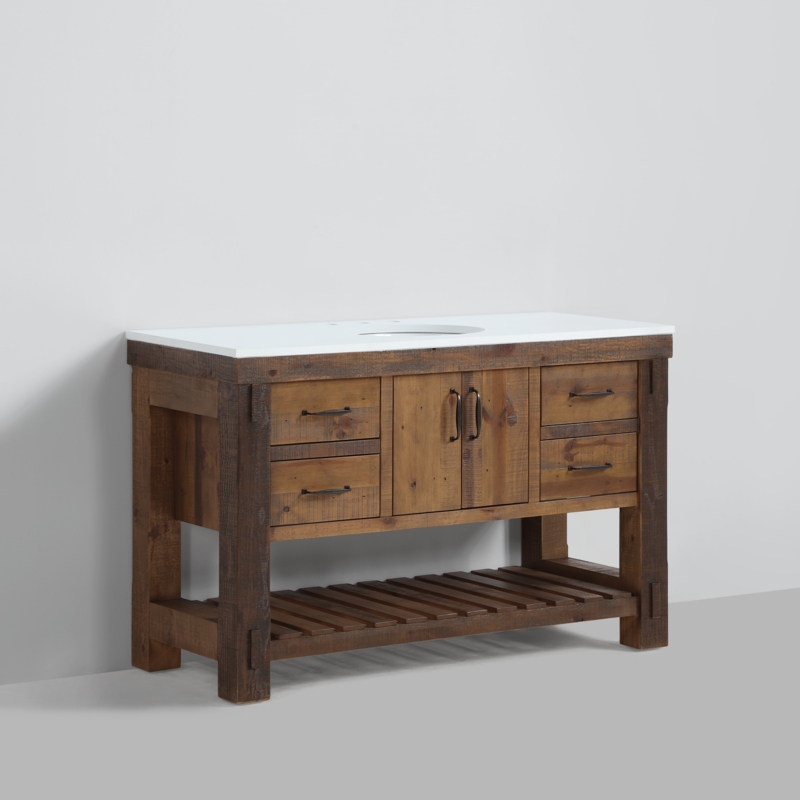 Bromley 54" Single Bathroom Vanity with Quartz Vanity Top