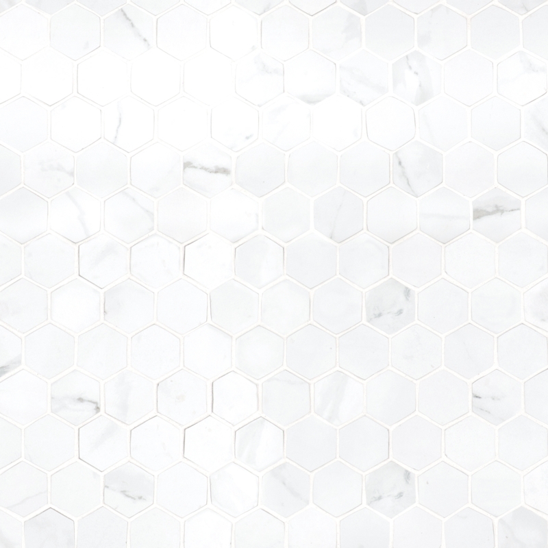Carrara 2" x 2" Porcelain Honeycomb Mosaic Wall & Floor Tile