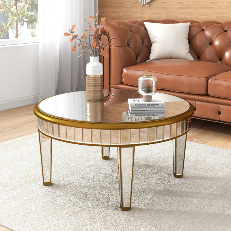 Castin Round Coffee Table 31" Wide Mirrored