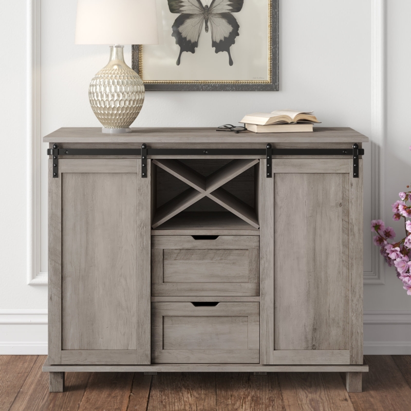Chartres 39.37'' Wide 2 Drawer 2 Barn Door Sideboard