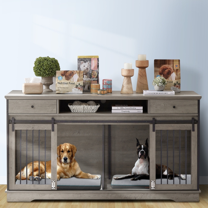 Dog Crate Furniture Large Breed Tv Stand With 2 Drawers End Table 60.1 w 23.6 d 36 h Foter