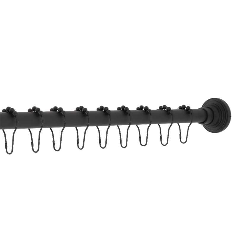 Edenscape 72" Adjustable Straight Fixed Shower Curtain Rod u0026 Hook Set