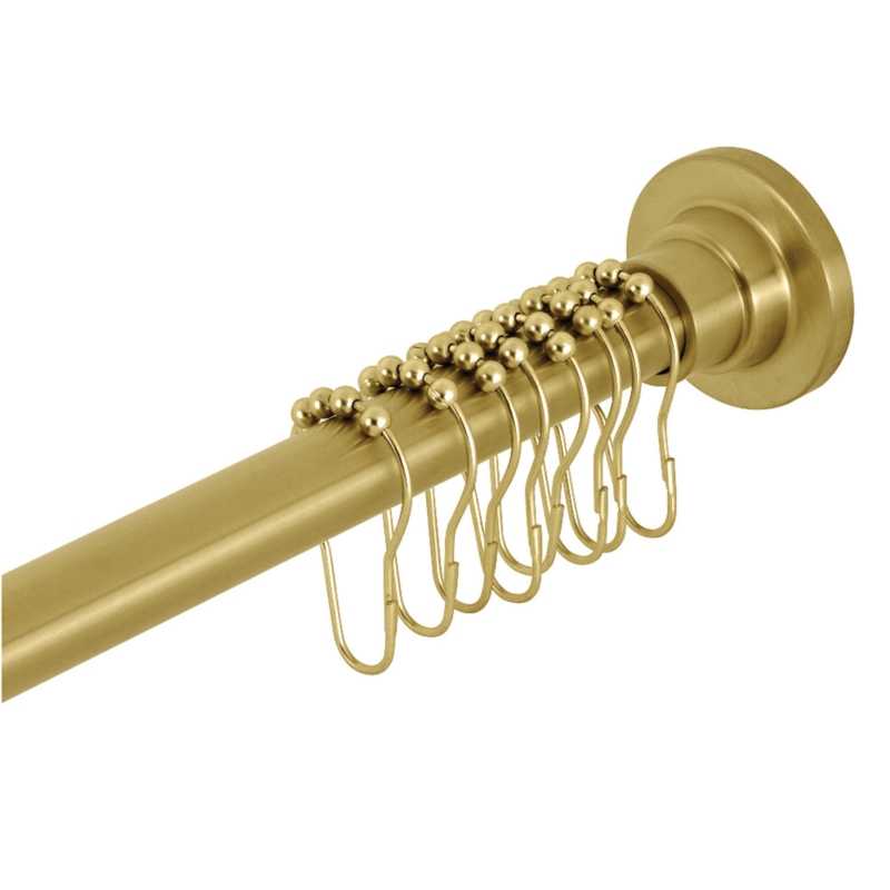 Edenscape Adjustable Straight Fixed Shower Curtain Rod and Hook Set