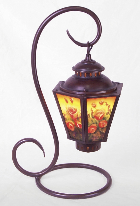 Eilerman Reverse Painted Roses Coach 17" Table Lamp