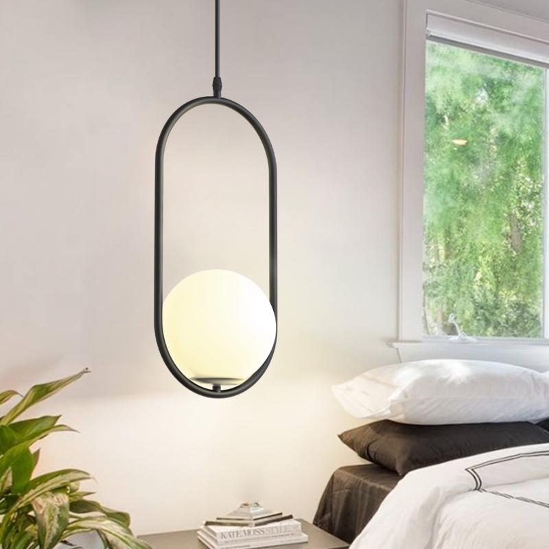 Estevanell 1 - Light Modern Unique/Statement Oval Globe Pendant Lighting with Frosted Shade