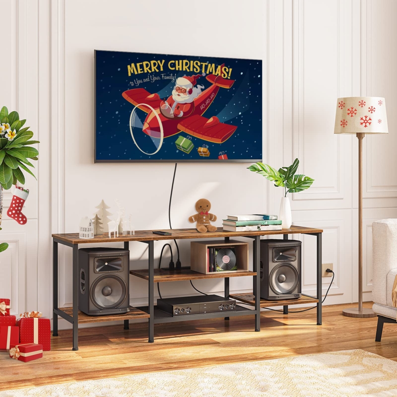 Evynne TV Stand for TVs up to 65" Media Console with Charging Station