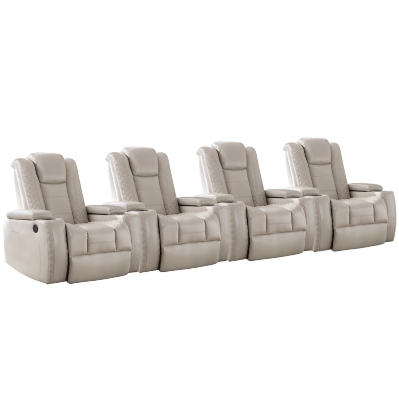 Faux Leather Home Theater Seating with Cup Holder