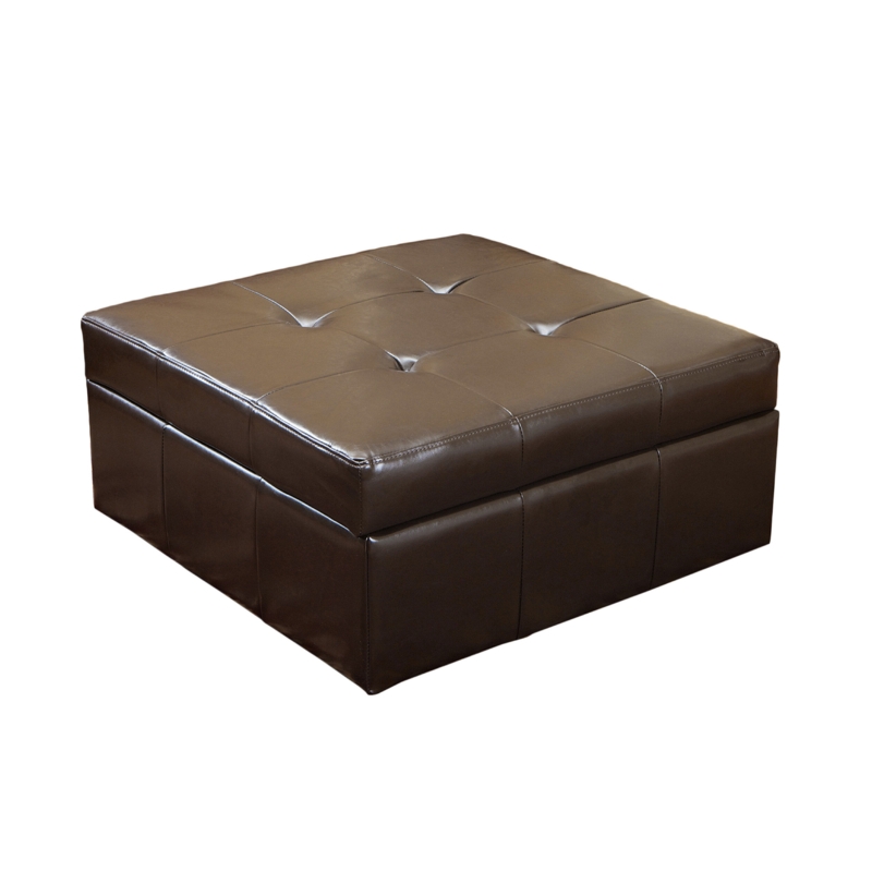 Faux Leather Storage Ottoman