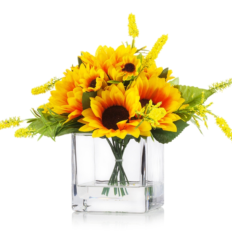 Faux Silk Sunflowers Arrangement in Vase