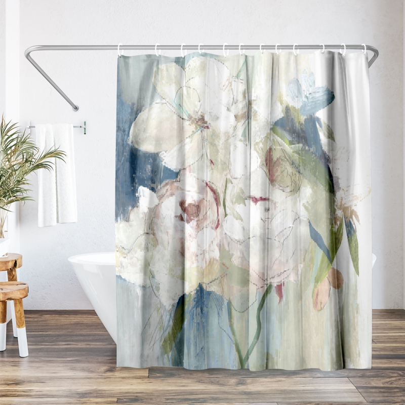 Floral Shower Curtain Blissful Peony by PI Creative Art