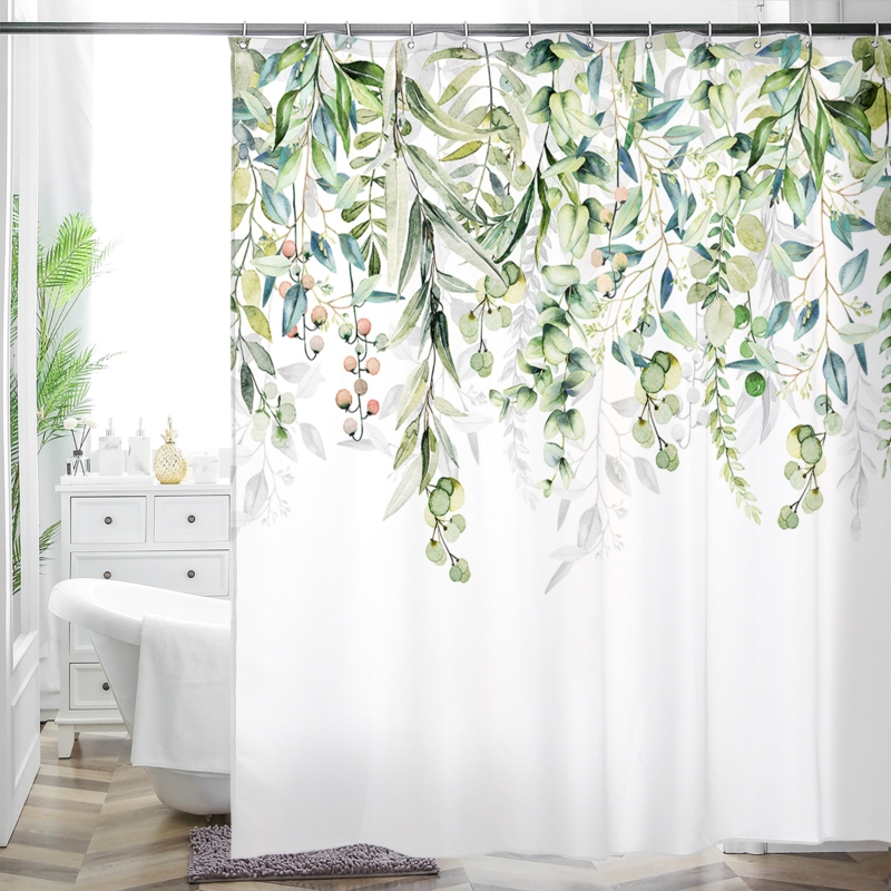 Floral Shower Curtain with Hooks Included