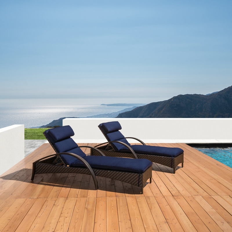 Fresca 81" Long Reclining Chaise Lounge Set Sunbrella Cushions