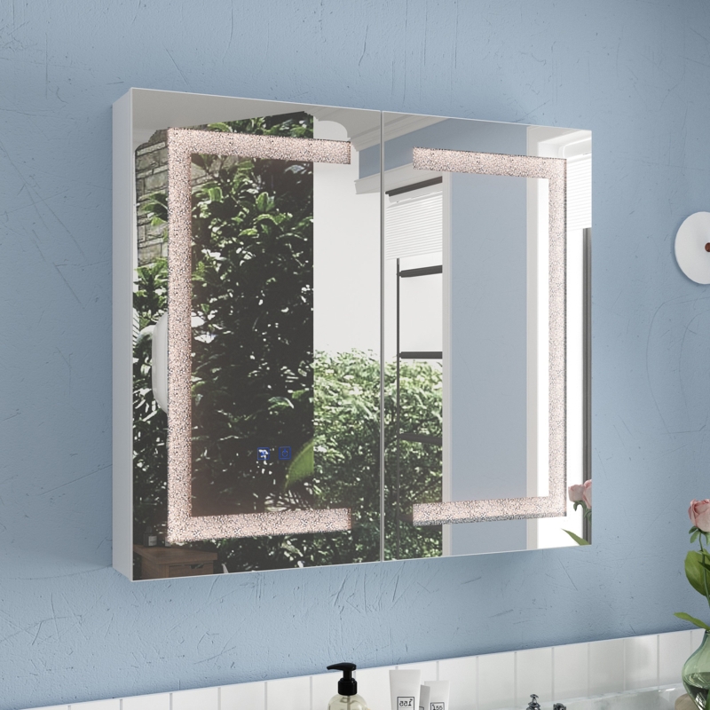 Garappolo 31.3'' W 35.4'' H Surface Frameless Medicine Cabinet with Mirror and 3 Fixed Shelves
