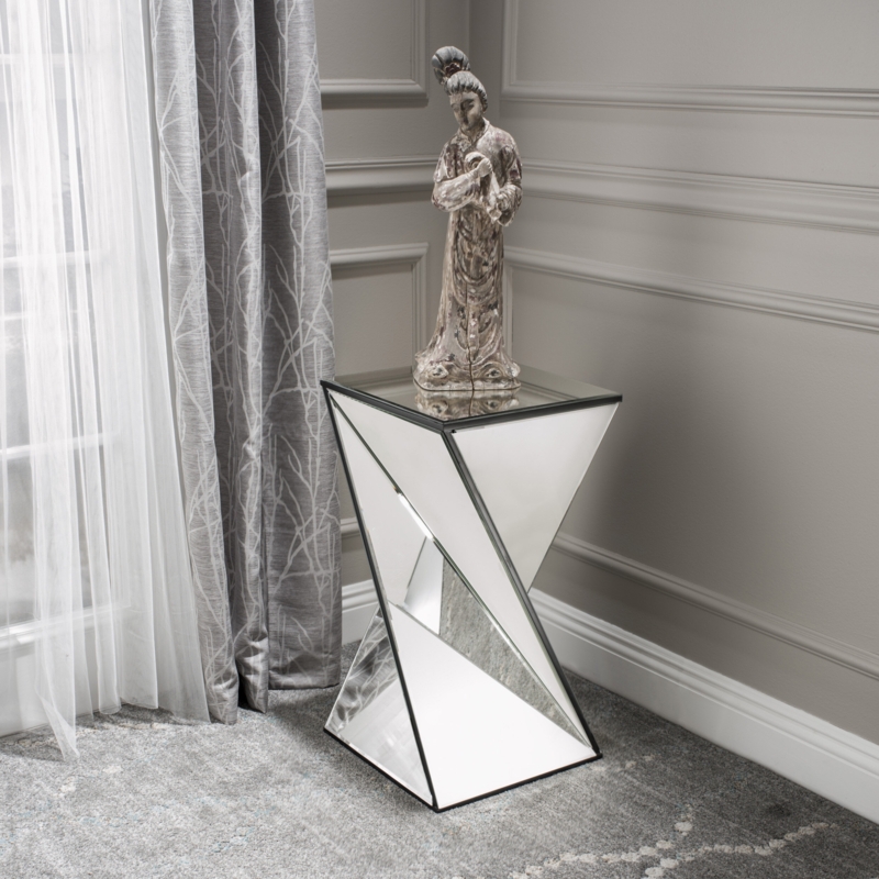 Gillian Mirrored Glass Top Block End Table