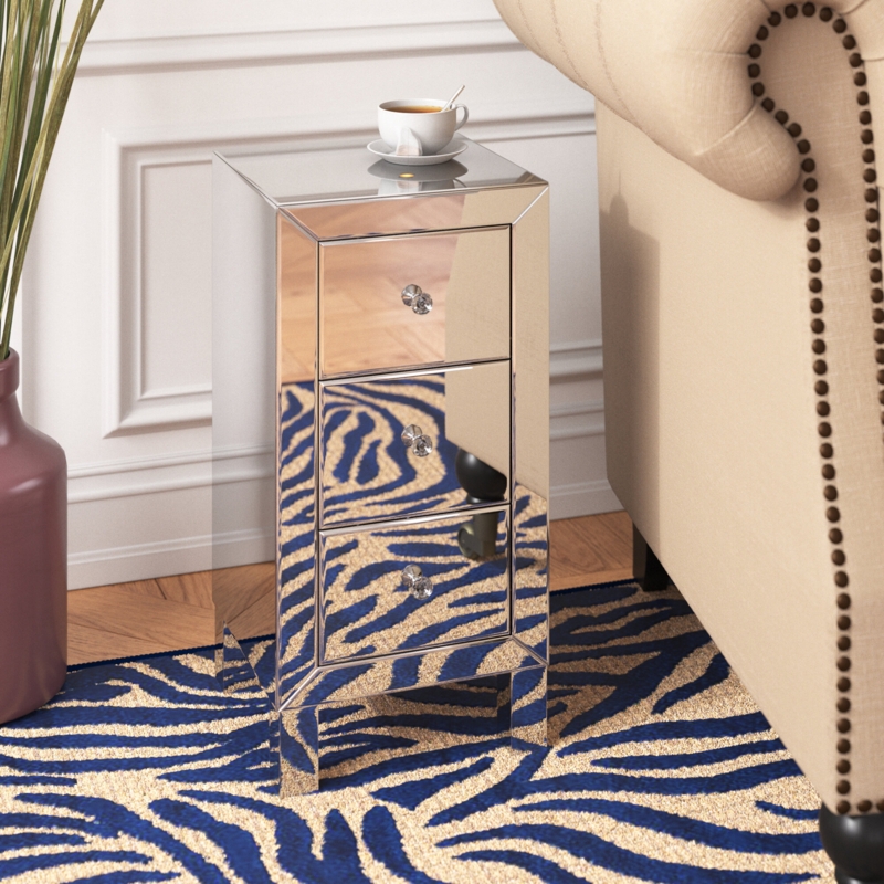Glass End Table with Storage