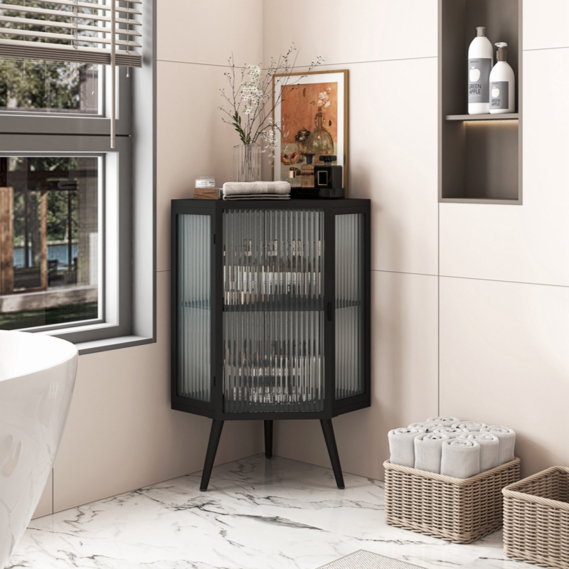 Glass+Metal Accent Cabinet