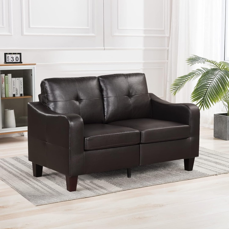 Greenley 58'' Wide 2-Seat Office Reception Leather Loveseat with Cushion Back