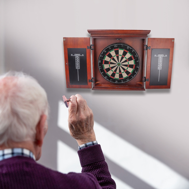 GSE Games & Sports Expert Bristle Dartboard And Cabinet Set (Darts Included)