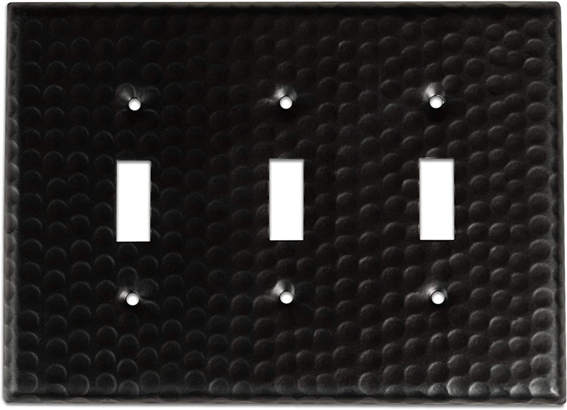 Hand Hammered 3 - Gang Toggle Light Switch Standard Wall Plate