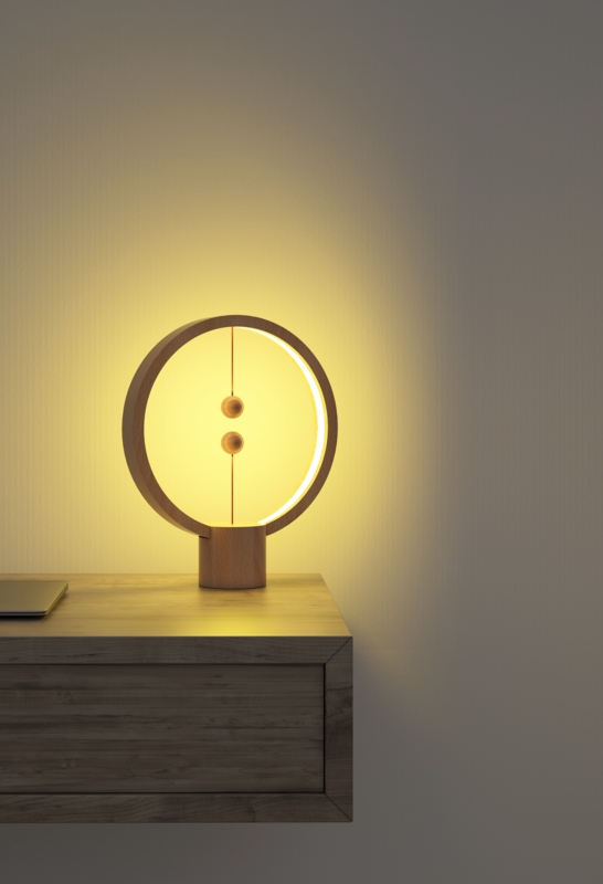 HENG BALANCE LAMP Devos 13" Table Lamp REAL WOOD Round LED