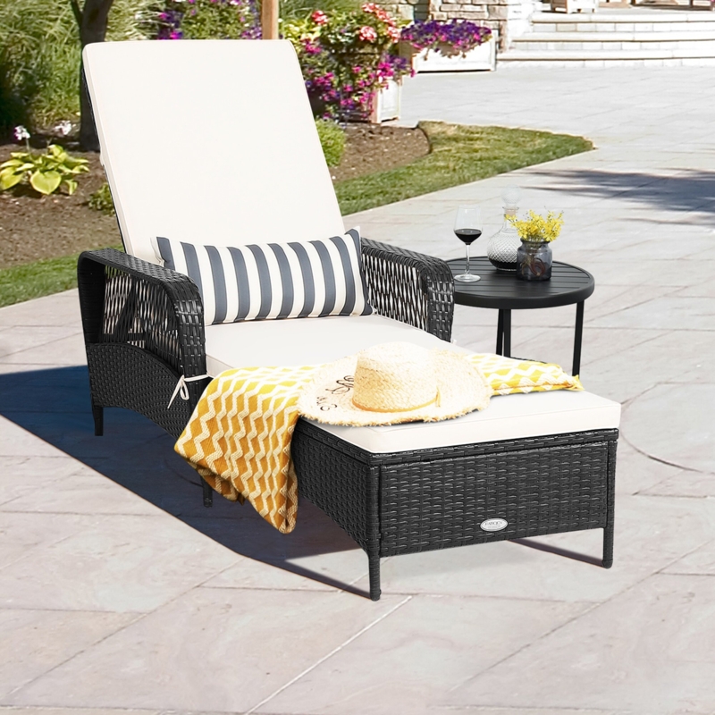 Javi Outdoor Wicker Chaise Lounge