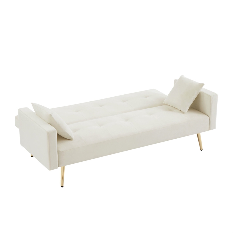 Jyia 73.2'' Velvet Tufted Convertible Sofa