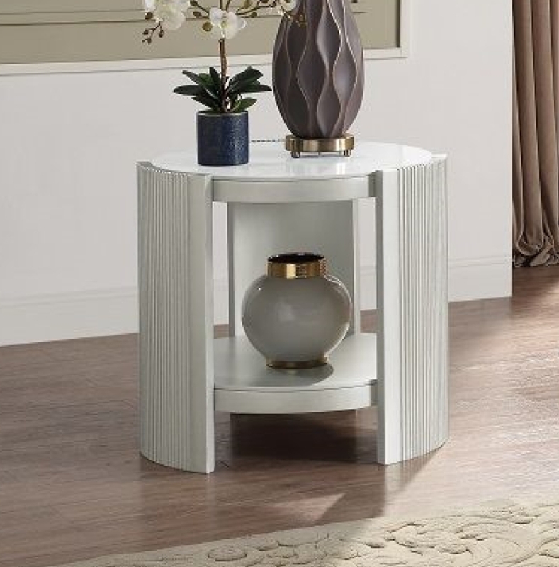 Kasa Stone Top Sled End Table