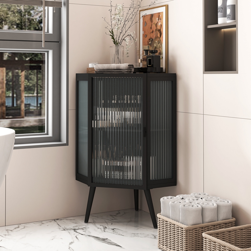 Keevi Coner Cabinet, Metal Accent Cabinet,Bathroom Cabinet 