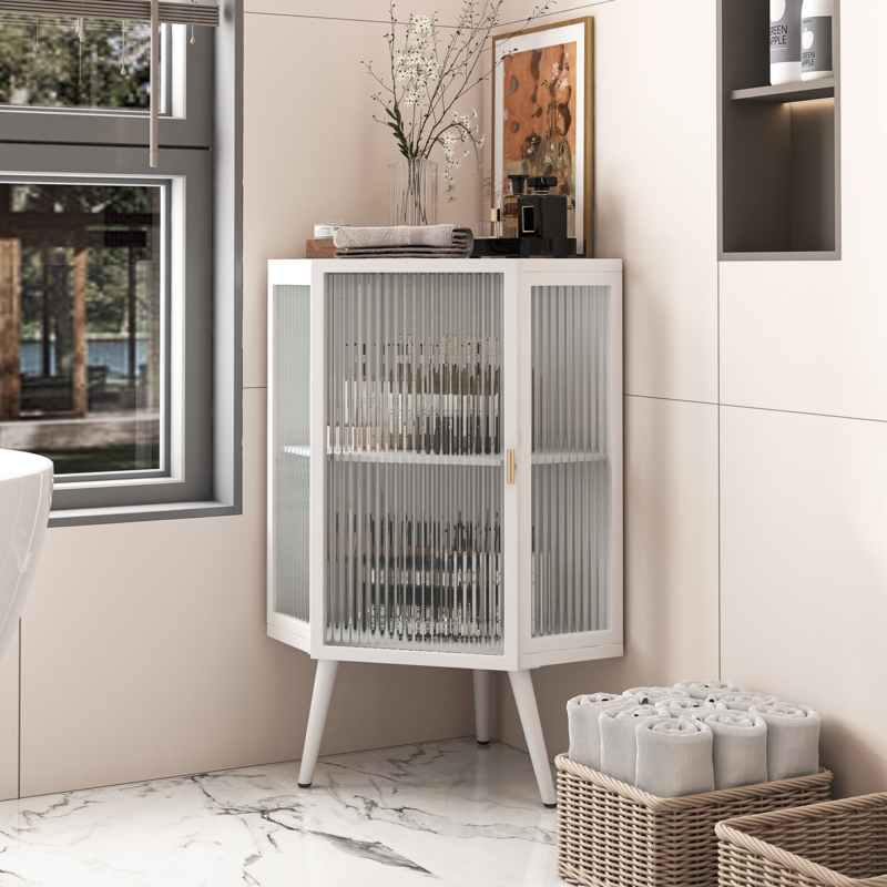 Keevi Coner Cabinet, Metal Accent Cabinet,Bathroom Cabinet 