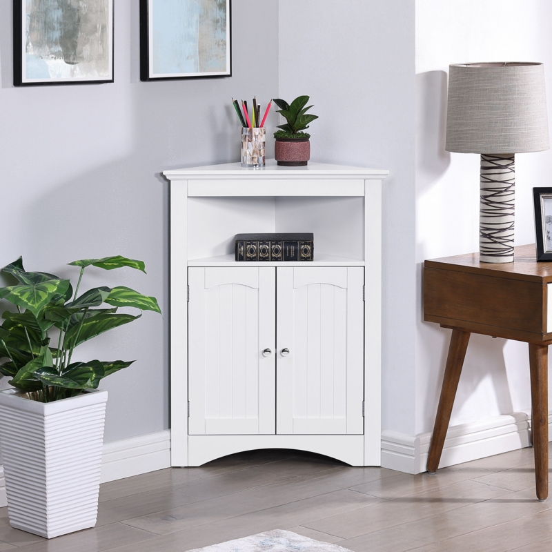 White Curio Corner Cabinet - Foter