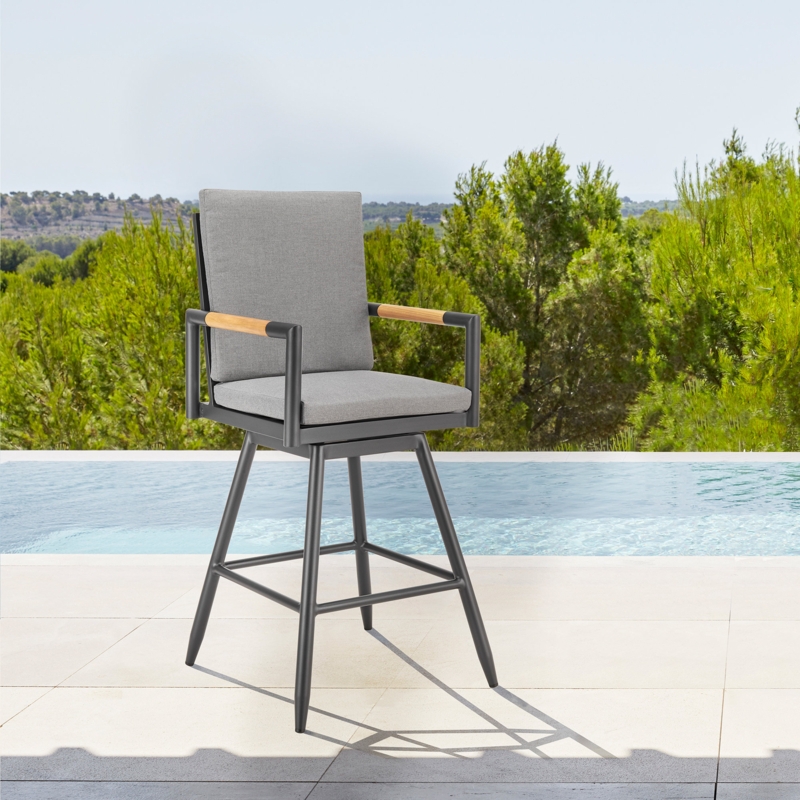 Koslya Metal Outdoor Stool with Cushion