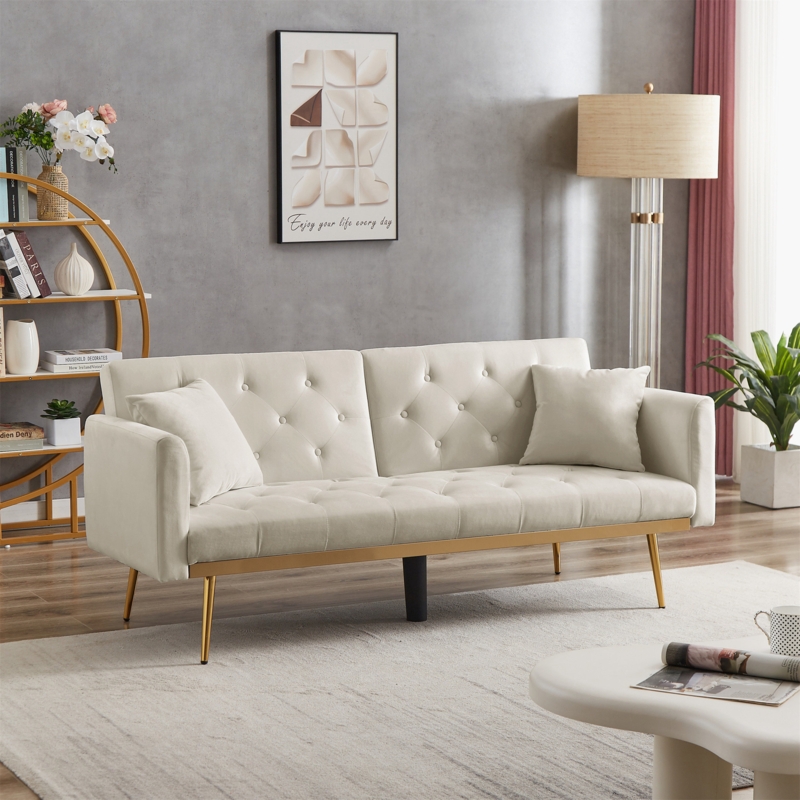 Kryssa Twin 70.7'' Velvet Tufted Convertible Sofa