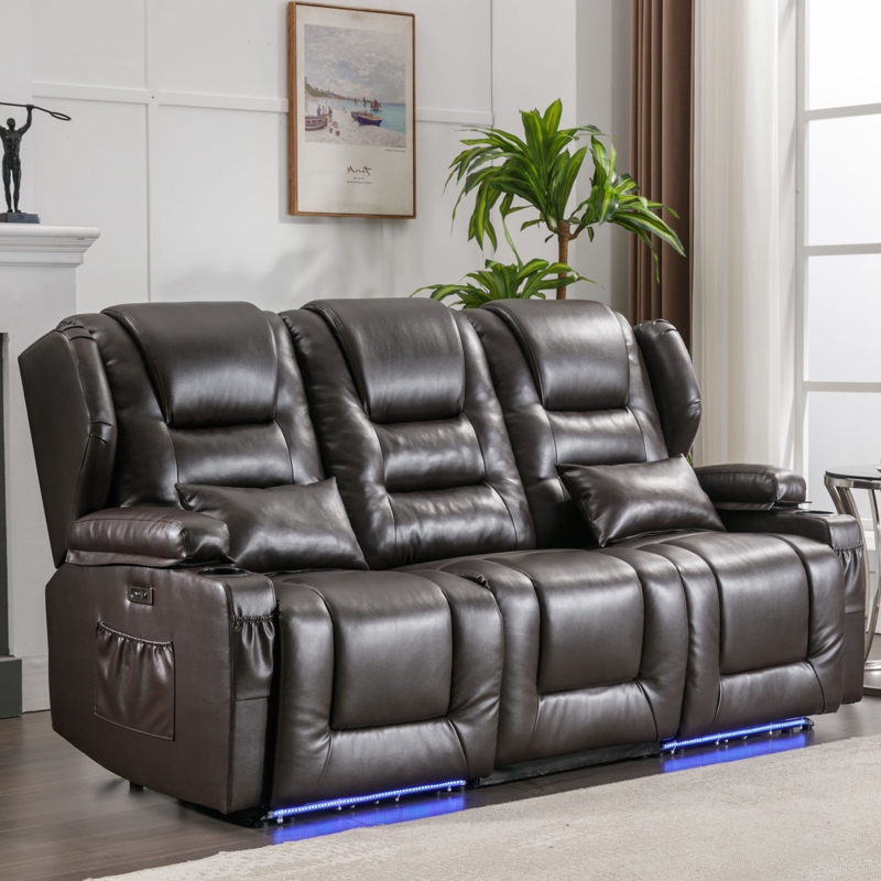 Kymberlee 79.5'' Faux Leather Power Reclining Sleeper Sofa