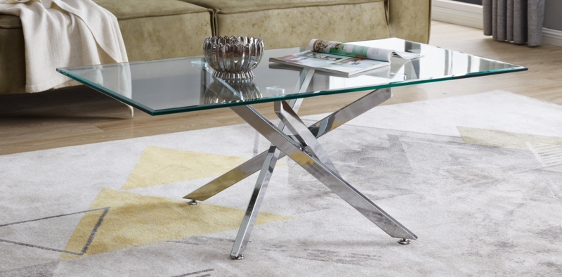 Lenworth Chrome Metal and Glass Coffee Table - Sleek Modern Design