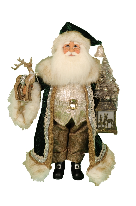 Lighted Woodland Emerald Santa Figurine